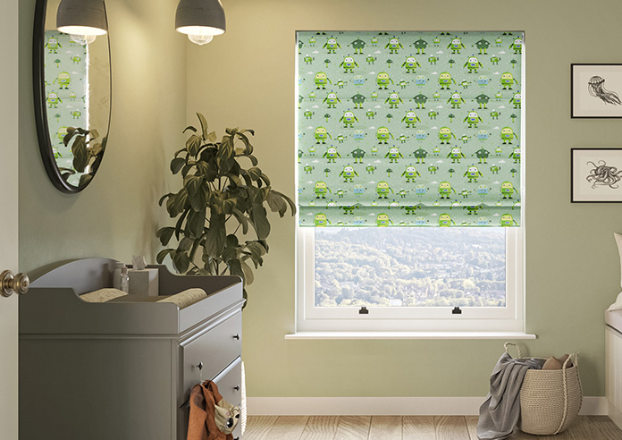Sparky Squad, Lime Green - Twist&Fit Roman Blind - Image 3